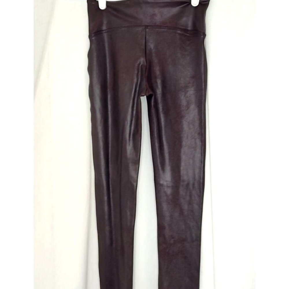 SPANX Ready to Wow Faux Leather Leggings S BROWN WINE 2437 - Picture 8 of 12